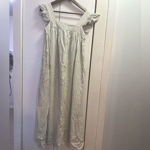 Green Stripe Ruffle Sleeve Maxi Dress for Women, Size M. Never Worn